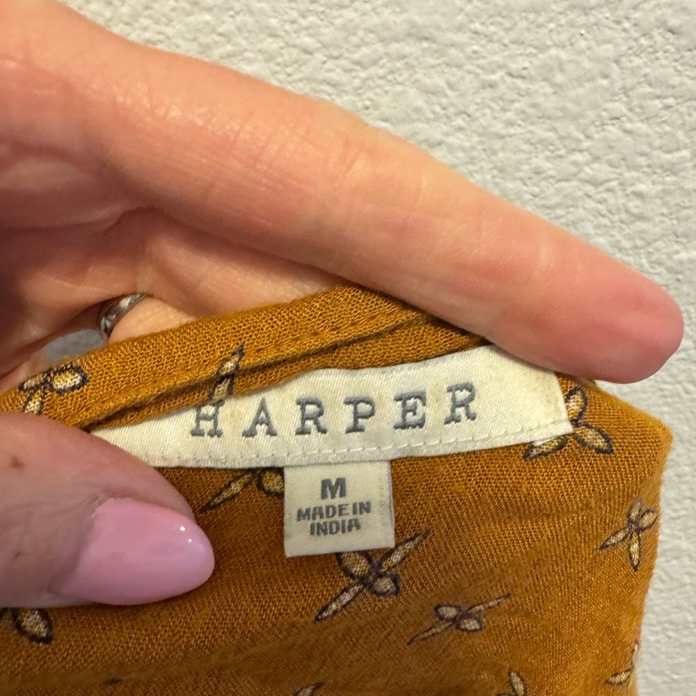2 FOR $20 Harper Mustard Tie Front Blouse Top Size M Medium - Picture 5 of 9